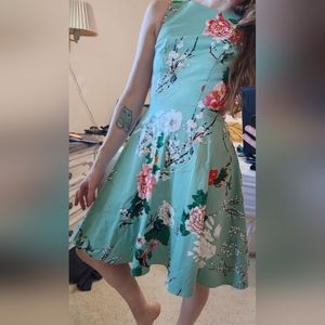 Mint Green Floral dress small